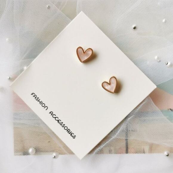 NEW Delicate Dainty Pink Sweet Heart Shaped Precious Gold Stud Earrings A0113 - Picture 6 of 14